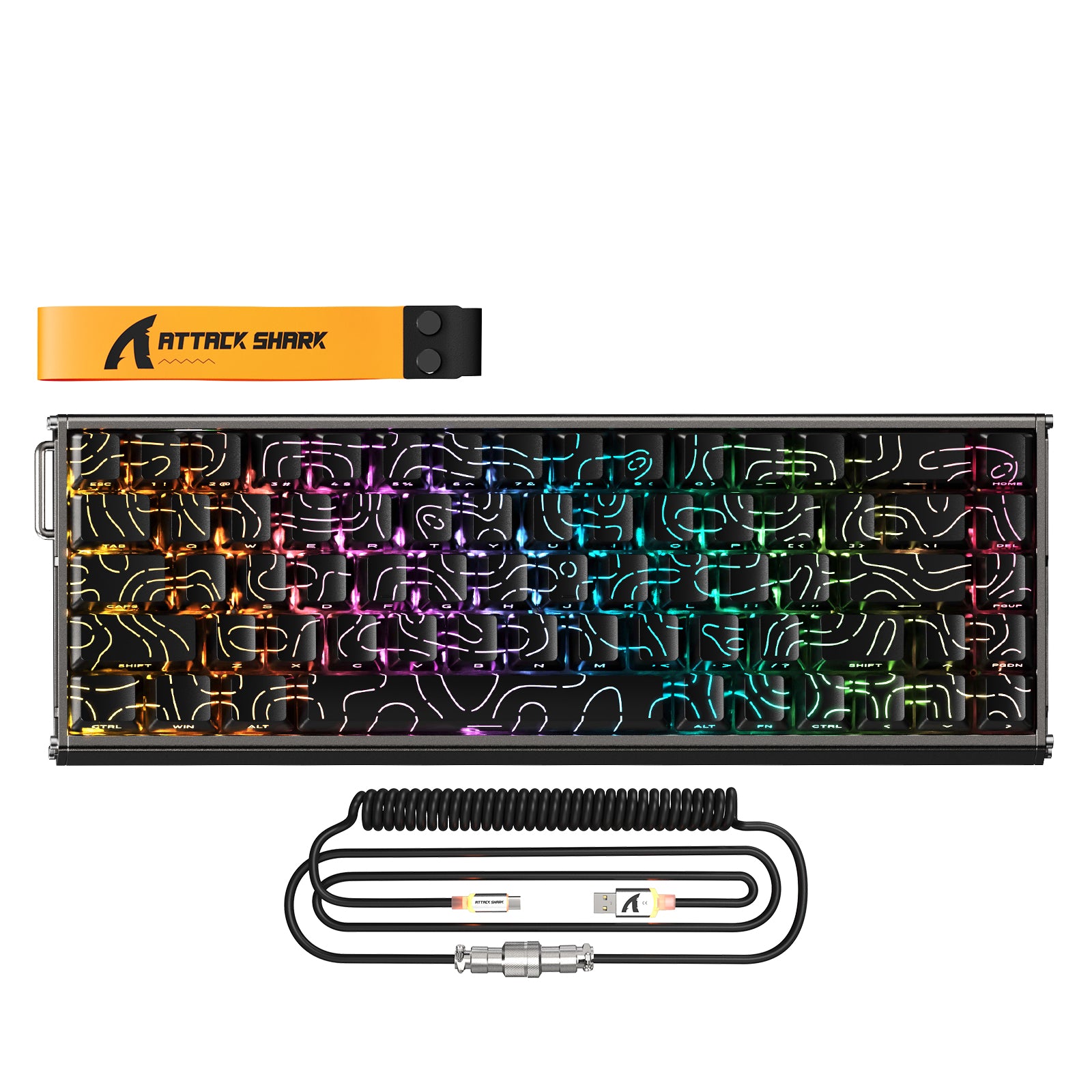 ATTACK SHARK X68MAX HE Klawiatura CNC z aluminium z szybkim wyzwalaczem i przełącznikiem magnetycznym z kablem C01Ultra RGB spiralnym