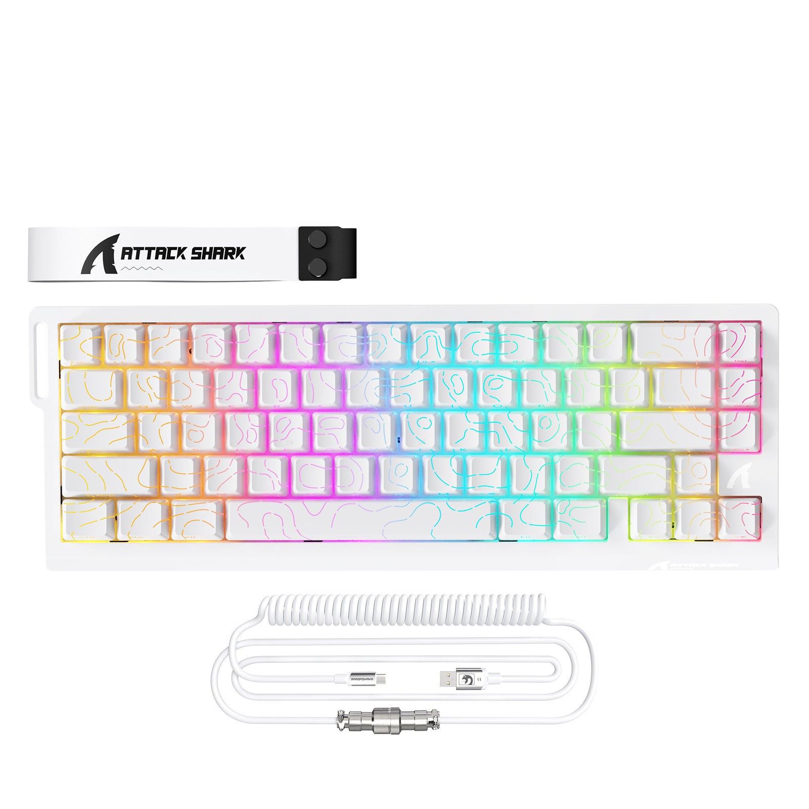 ATTACK SHARK X68MAX HE Klawiatura CNC z aluminium z szybkim wyzwalaczem i przełącznikiem magnetycznym z kablem C01Ultra RGB spiralnym