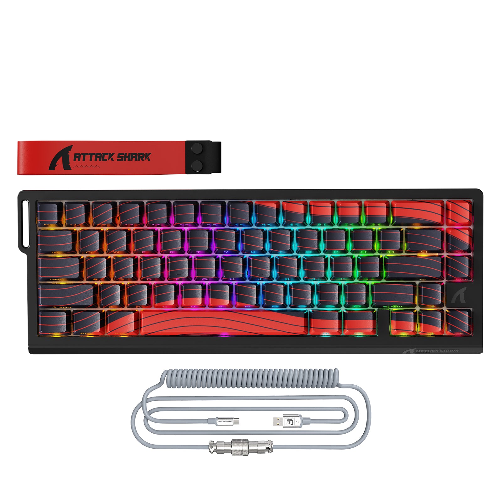 ATTACK SHARK X68PRO HE Bezprzewodowa Klawiatura Rapid Trigger ze Spiralnym Kablem