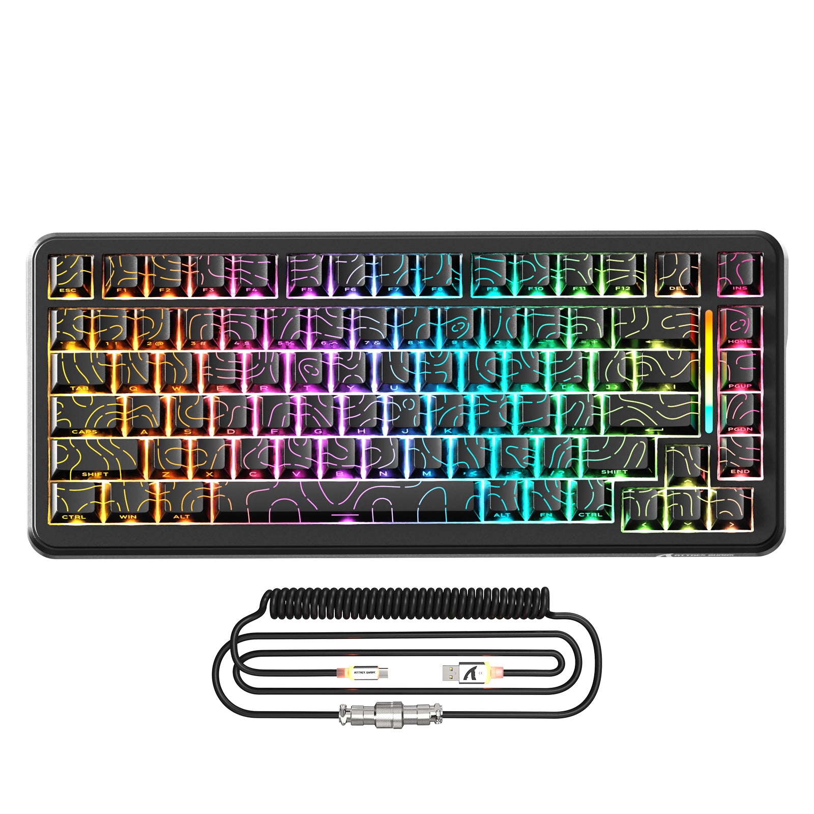ATTACK SHARK X82PRO HE Magnetyczna klawiatura z kablem C01Ultra RGB spiralnym