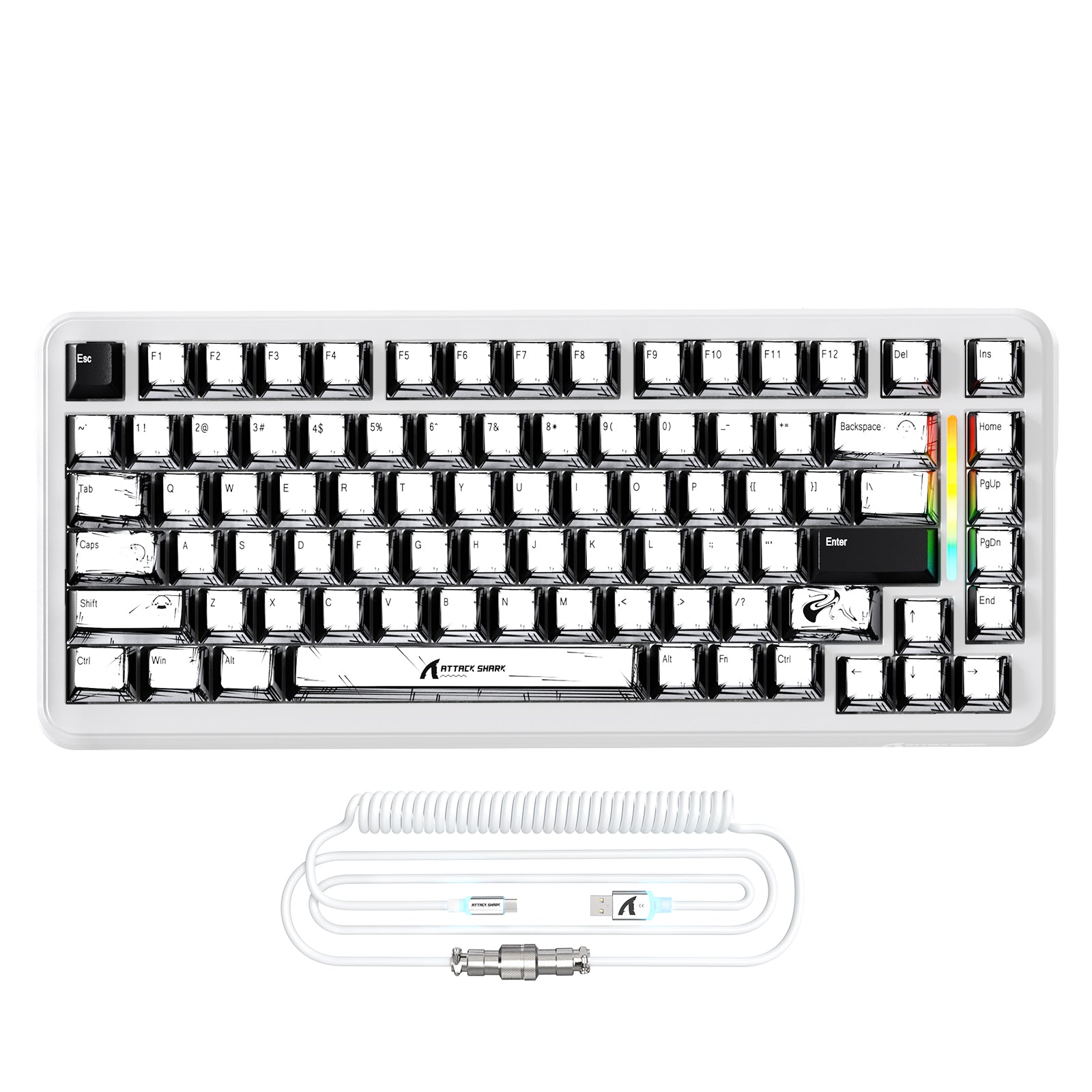 ATTACK SHARK X82PRO HE Magnetyczna klawiatura z kablem C01Ultra RGB spiralnym