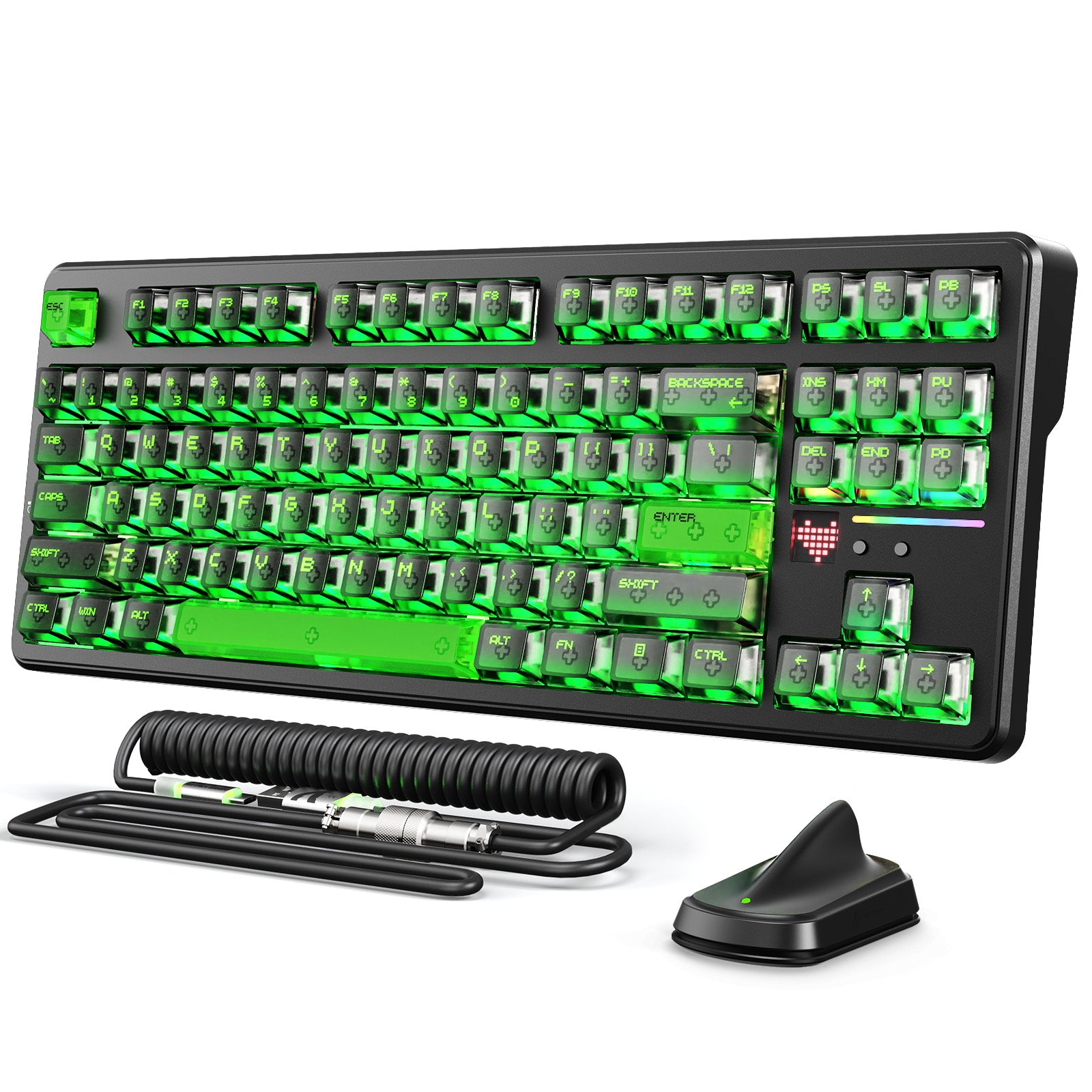 ATTACK SHARK X87 ULTRA Bezprzewodowa klawiatura do gier z odbiornikiem 8KHz i spiralnym kablem RGB
